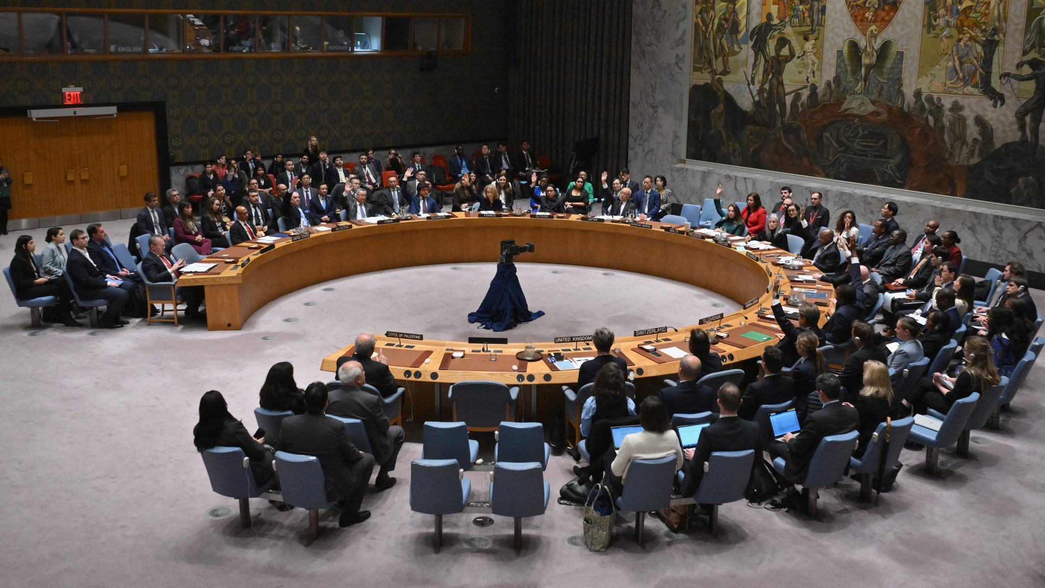 Illustration du Conseil de sécurité de l'ONU lors de sa réunion sur les attaques terroristes au Mali