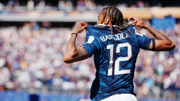 Bradley Barcola en action lors d'un match