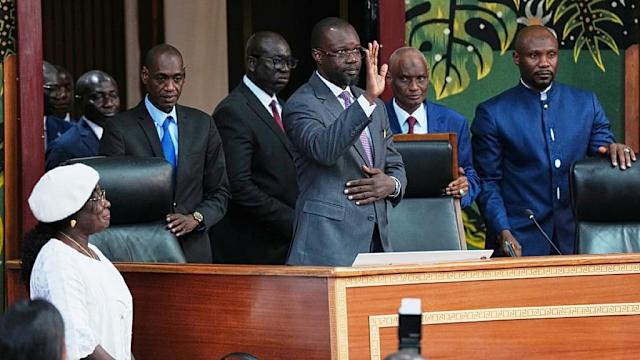Ousmane Sonko, président de l'Assemblée nationale sénégalaise, lors de son discours