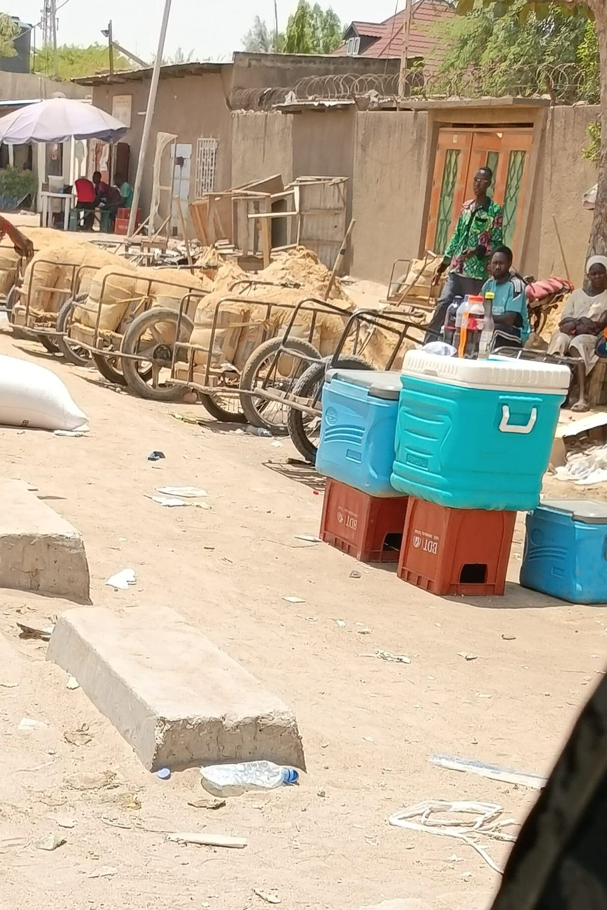 Jeunes transportant du sable à N'Djamena