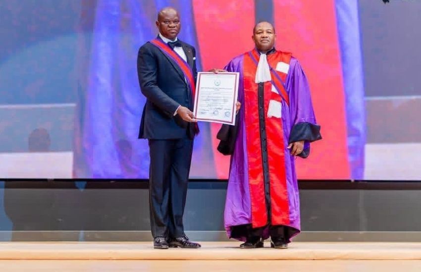 Cérémonie de remise de la Grand-Croix du CAMES à Oligui Nguema à Libreville