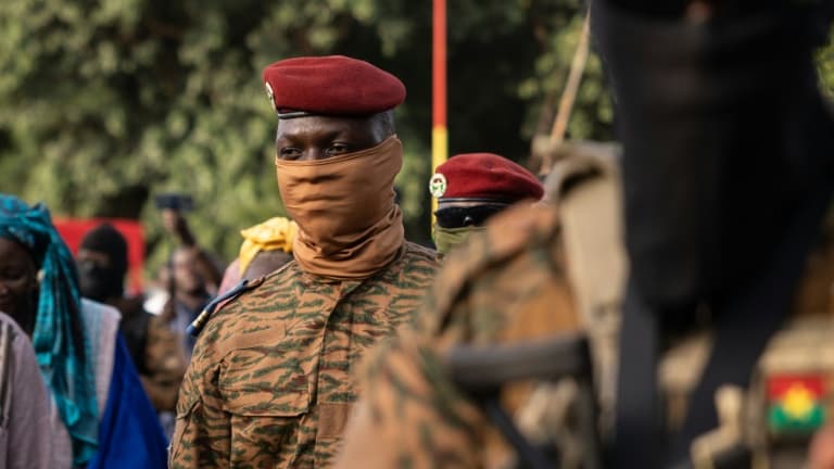 Le président de transition du Burkina Faso Ibrahim Traoré, à Ouagadougou