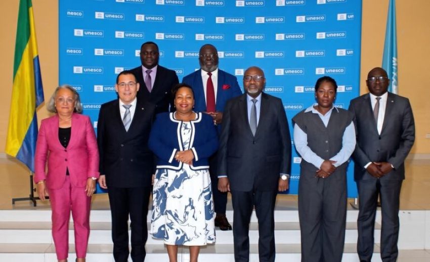 officiels gabonais lors du lancement du Plan sectoriel de l’éducation intérimaire 2026-2030
