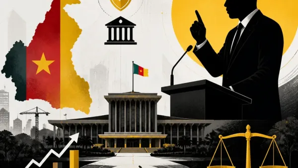 Illustration éditoriale de Paul Biya et les autorités camerounaises