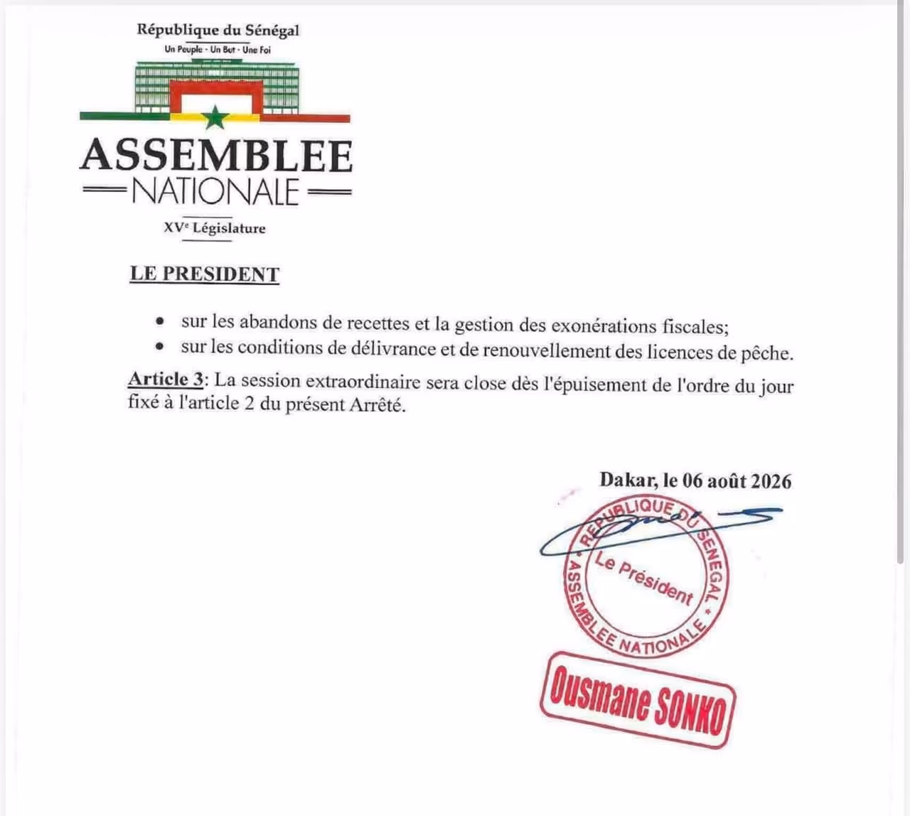 photo de l'Assemblée nationale du Sénégal